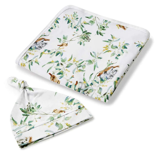 Eucalypt Baby Jersey Wrap and Beanie set - Snuggle Hunny