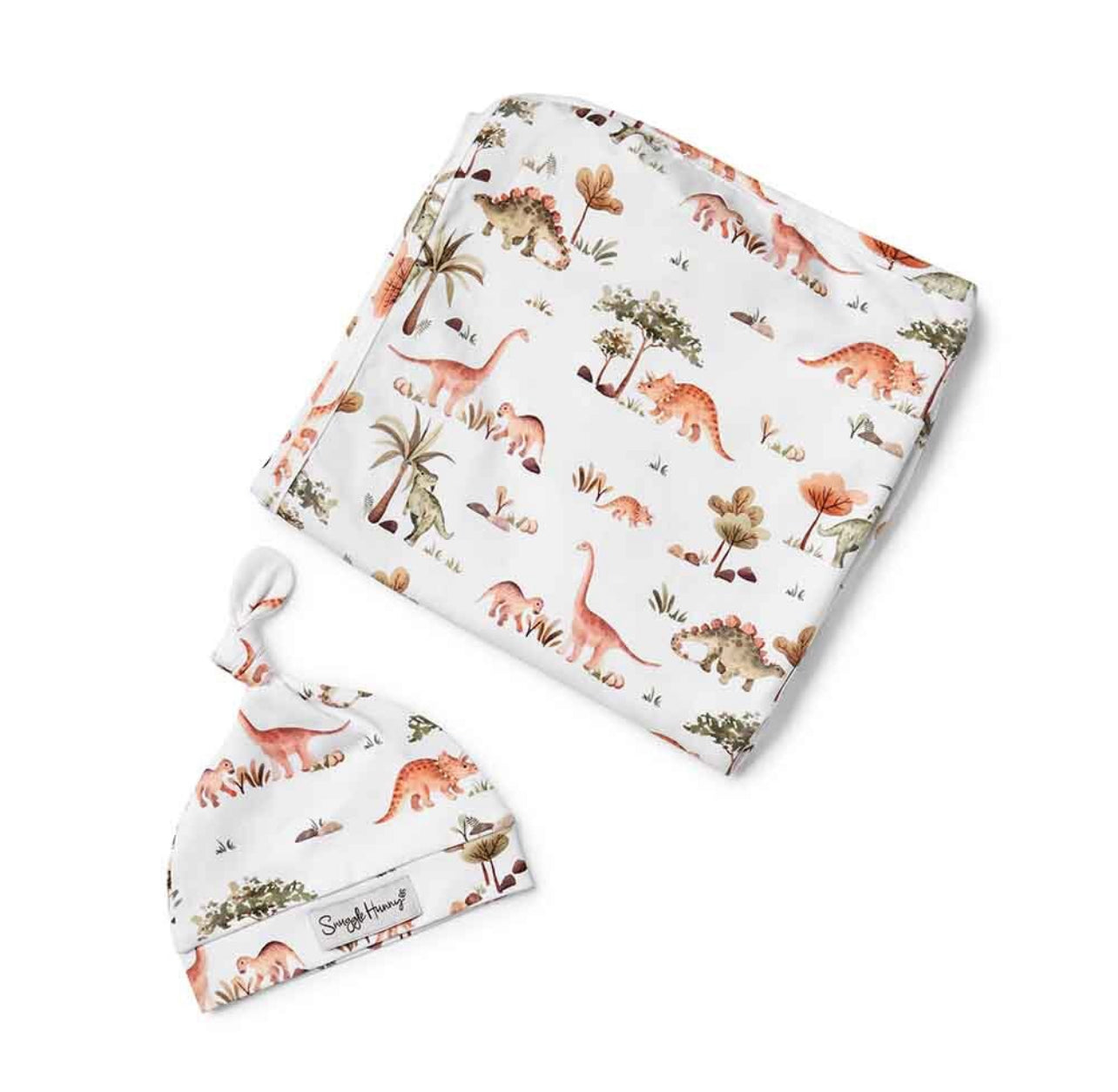 Dino Organic jersey wrap and Beanie set - Snuggle Hunny