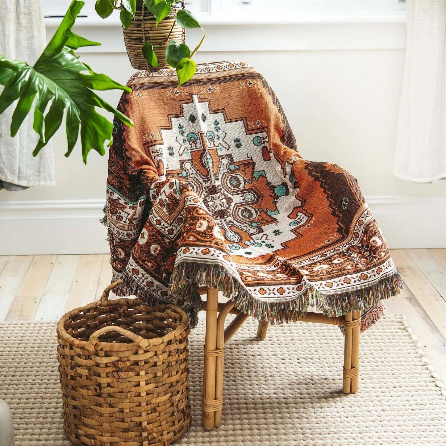 'norwegian Wood' Woven Picnic Rug/Throw - With Shoulder Strap