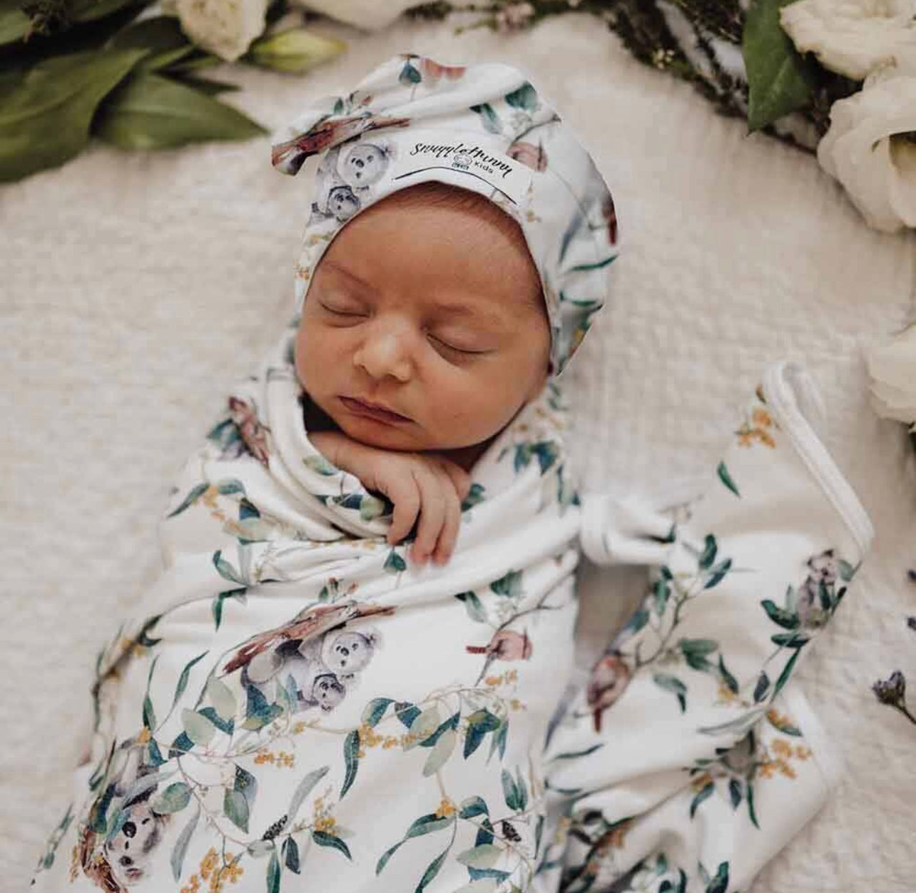 Eucalypt Baby Jersey Wrap and Beanie set - Snuggle Hunny