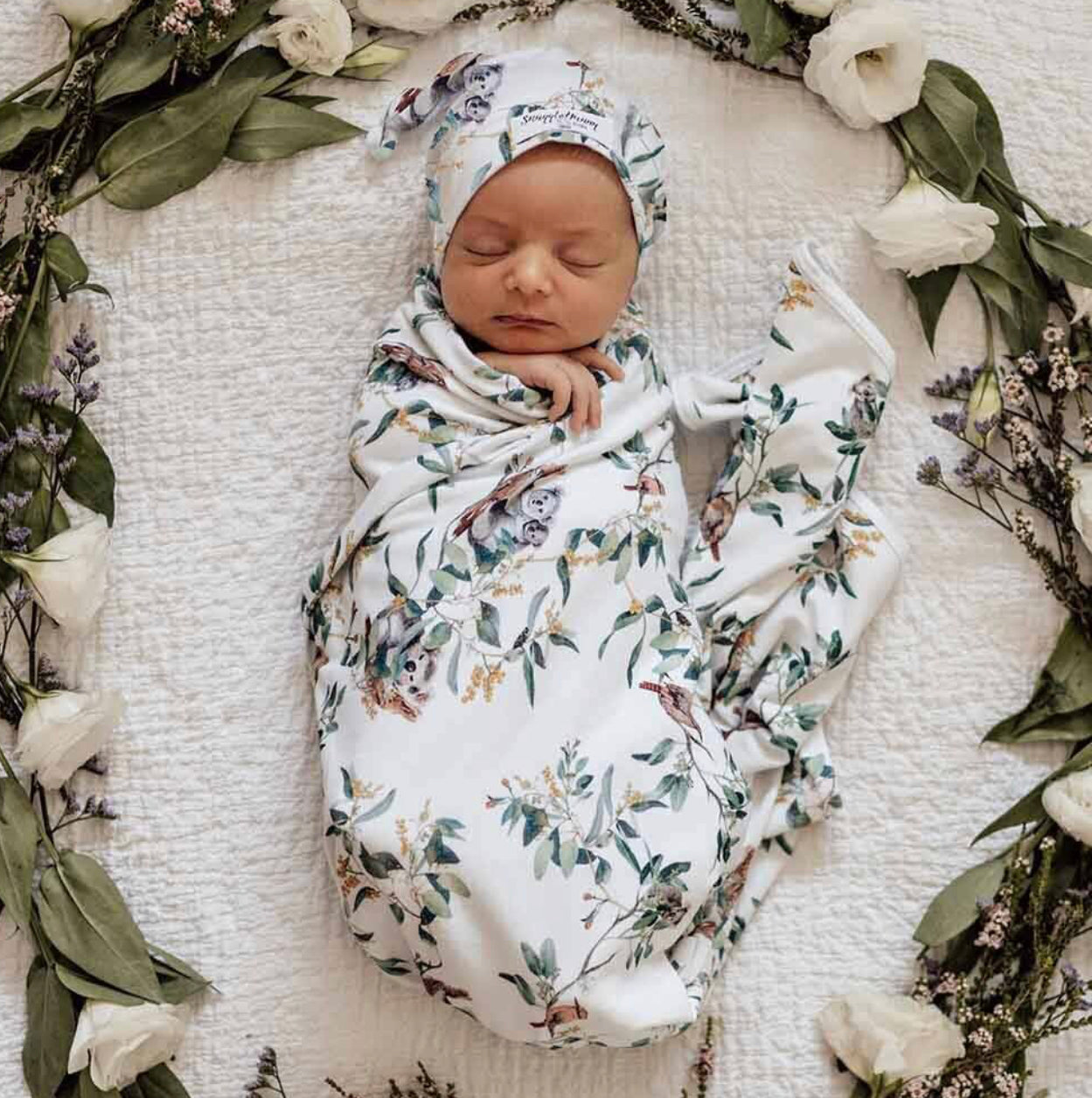 Eucalypt Baby Jersey Wrap and Beanie set - Snuggle Hunny