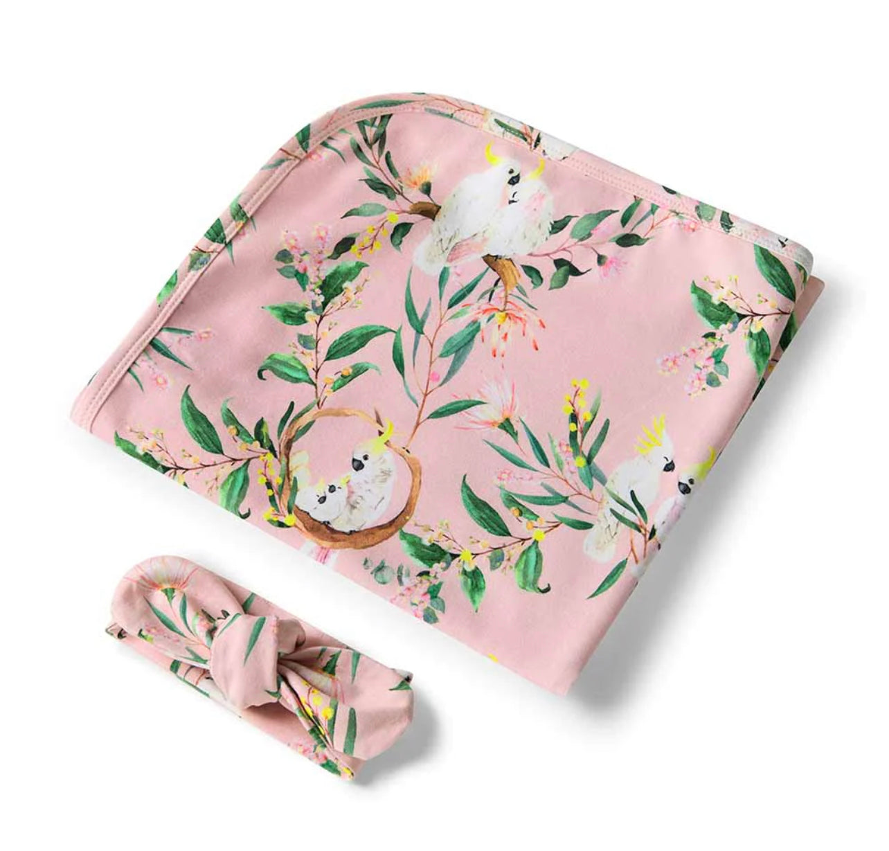 Cockatoo Organic jersey wrap and beanie set